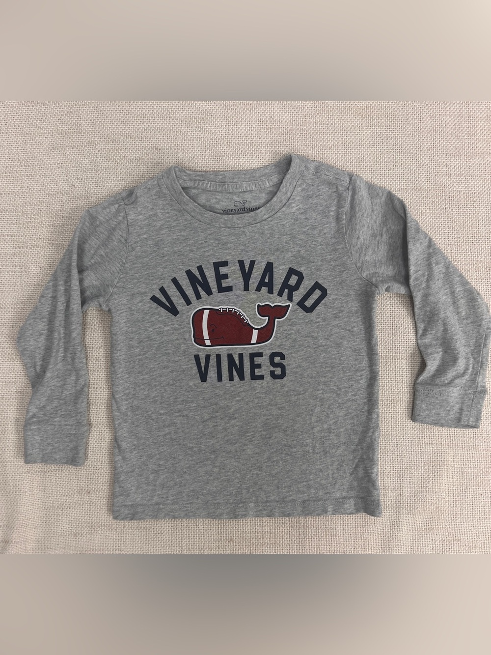 Vineyard Vines Toddler Long Sleeve Tee 4T Gray Football Whale